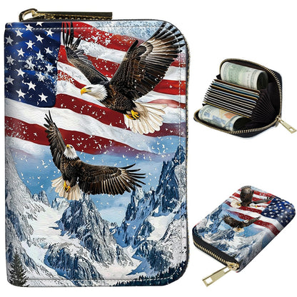 HOTCute Credit Card Holder with Zipper, Crow Skull RFID-Blocking Card Case Small Wallet for Women Men, Multi-slot Card Organizer Case Travel Accordion Wallet