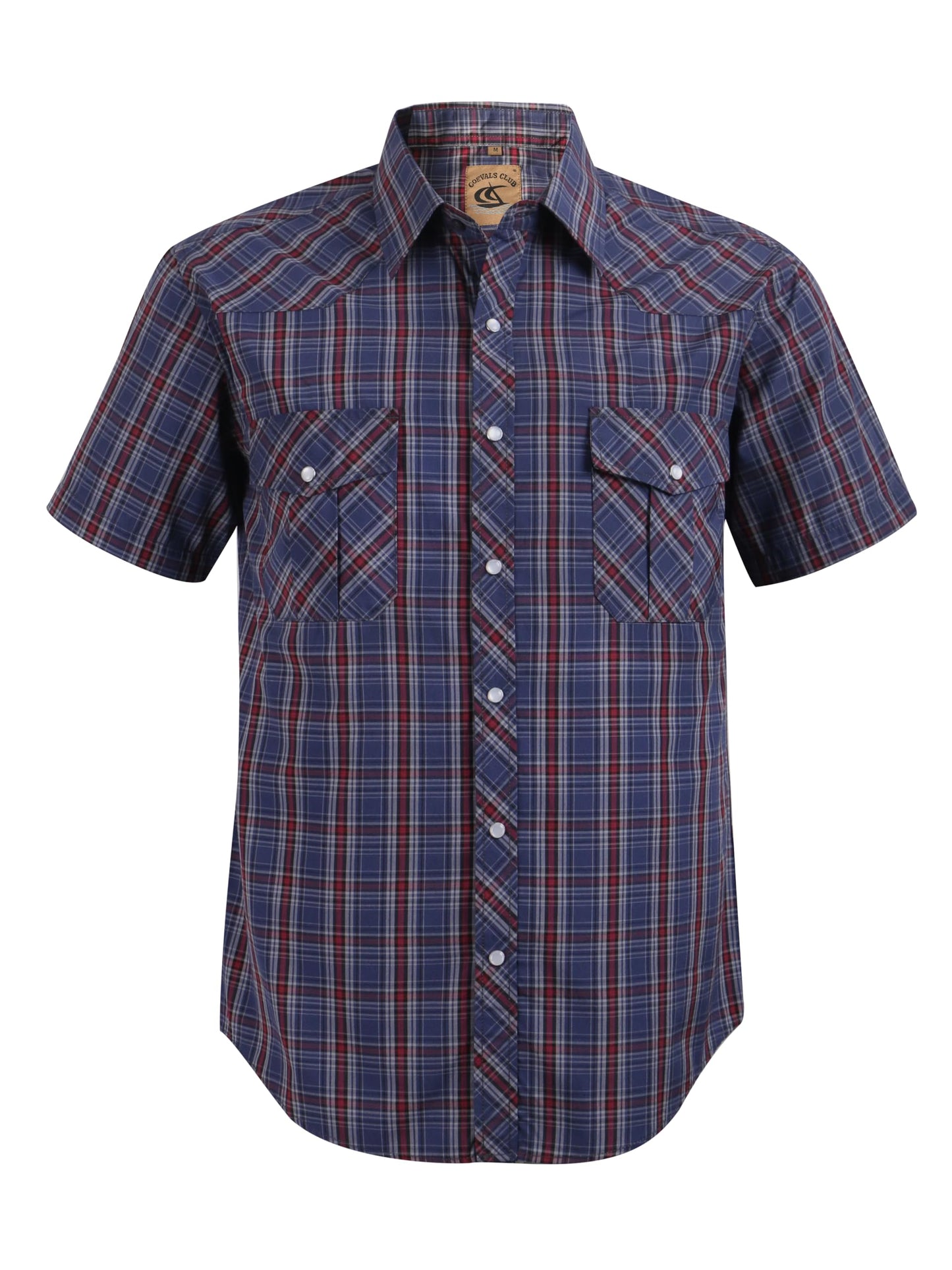 HOTMens Western Cowboy Pearl Snap Short Sleeve Casual Two Pockets Work Solid Derss Button Up Wrinkle Free Shirts