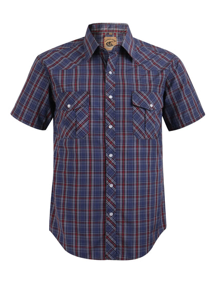 HOTMens Western Cowboy Pearl Snap Short Sleeve Casual Two Pockets Work Solid Derss Button Up Wrinkle Free Shirts