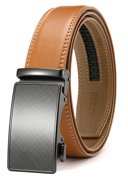 HOTCHAOREN Mens Belt - Mens Ratchet Belt Leather 1 3/8" for Dress Pant - Micro Adjustable Belt Fit Everywhere