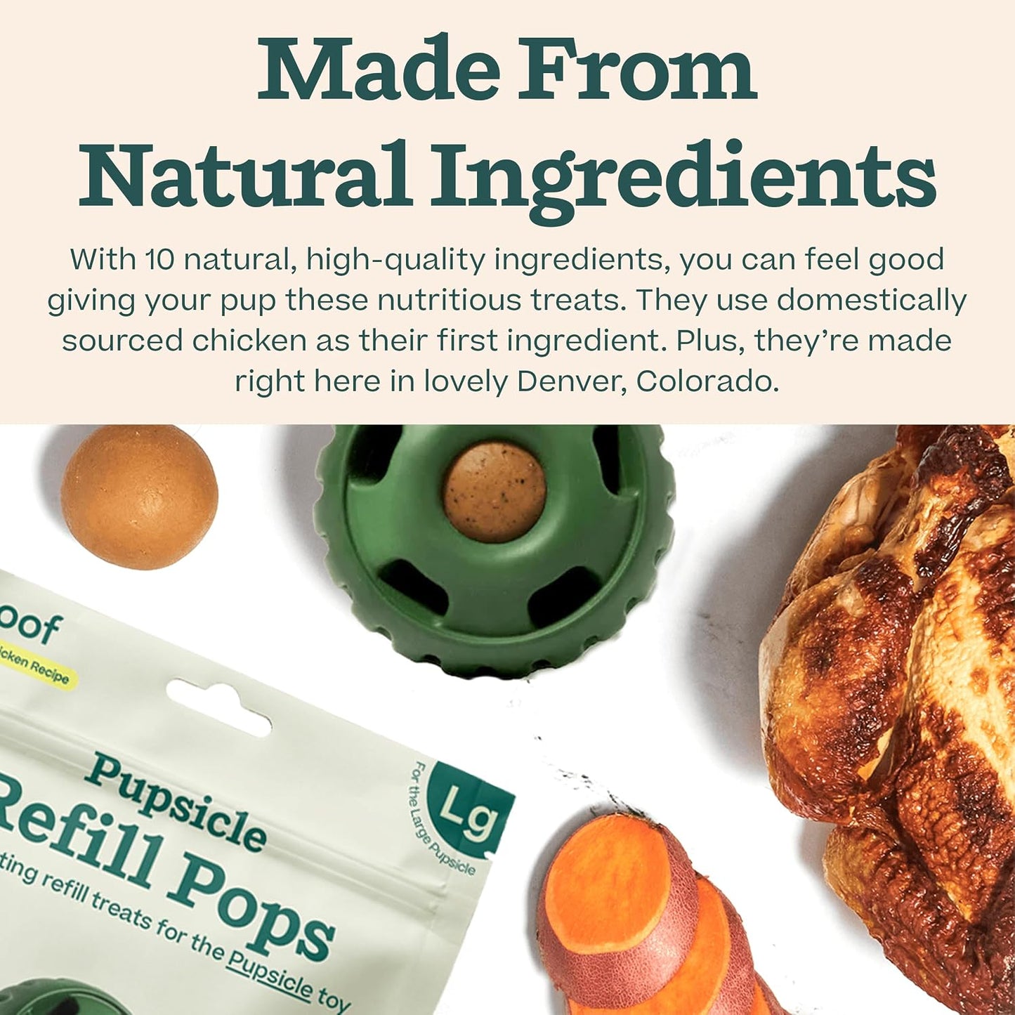 HOTWOOF Pupsicle Chicken Refill Pops, Delicious Long Lasting Dog Treats, Wholesome Ingredients, Pre-Made Large Pupsicle Refills Pops- For Dogs 25 - 75 lbs - 7 count