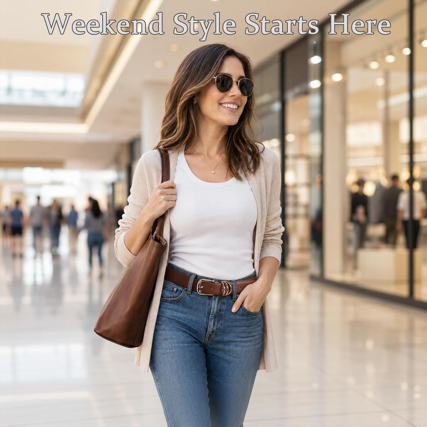 HOTBelts for Women with Gold Buckle Faux Leather Belts Fashion Casual belts for jeans