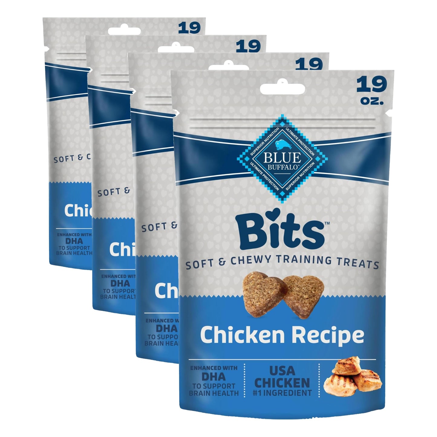 HOTBlue Buffalo Bits Beef Soft & Chewy Dog Treats, Bite-Sized for Training, Made with Real Beef & Enhanced with DHA, Heart-Shaped Dog Treats, Made in the USA with Natural Ingredients, 19 oz.