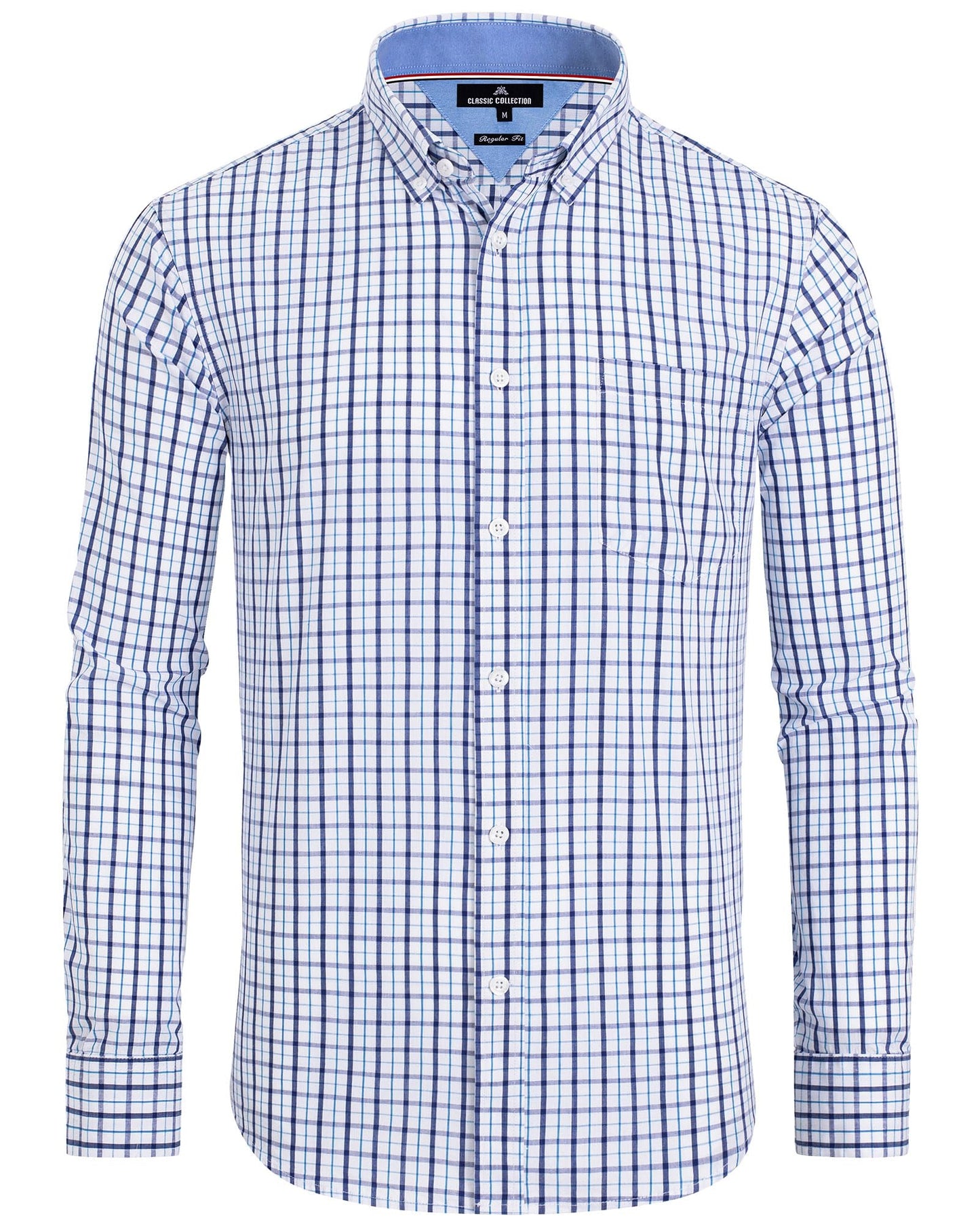 HOTAlimens & Gentle Men's Plaid Button Down Shirts Cotton Long Sleeve Dress Shirts Regular Fit Gingham Shirts