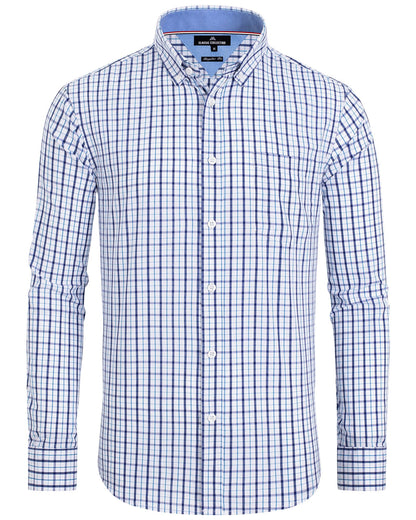 HOTAlimens & Gentle Men's Plaid Button Down Shirts Cotton Long Sleeve Dress Shirts Regular Fit Gingham Shirts