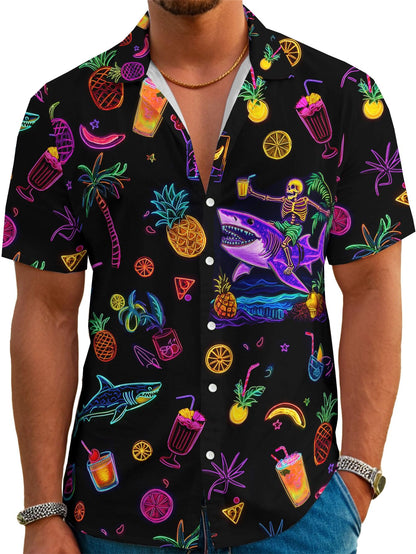 HOTDFZ Funny Hawaiian Shirts for Men Summer Beach Short Sleeve Button Down Shirt Theme Party Shirt