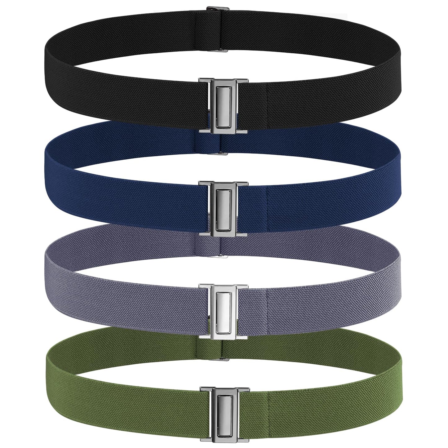 HOTNo Show Elastic Belts for Women with Invisible Flat Buckle Stretch Web Strap Belt for Jeans Pants Dresses