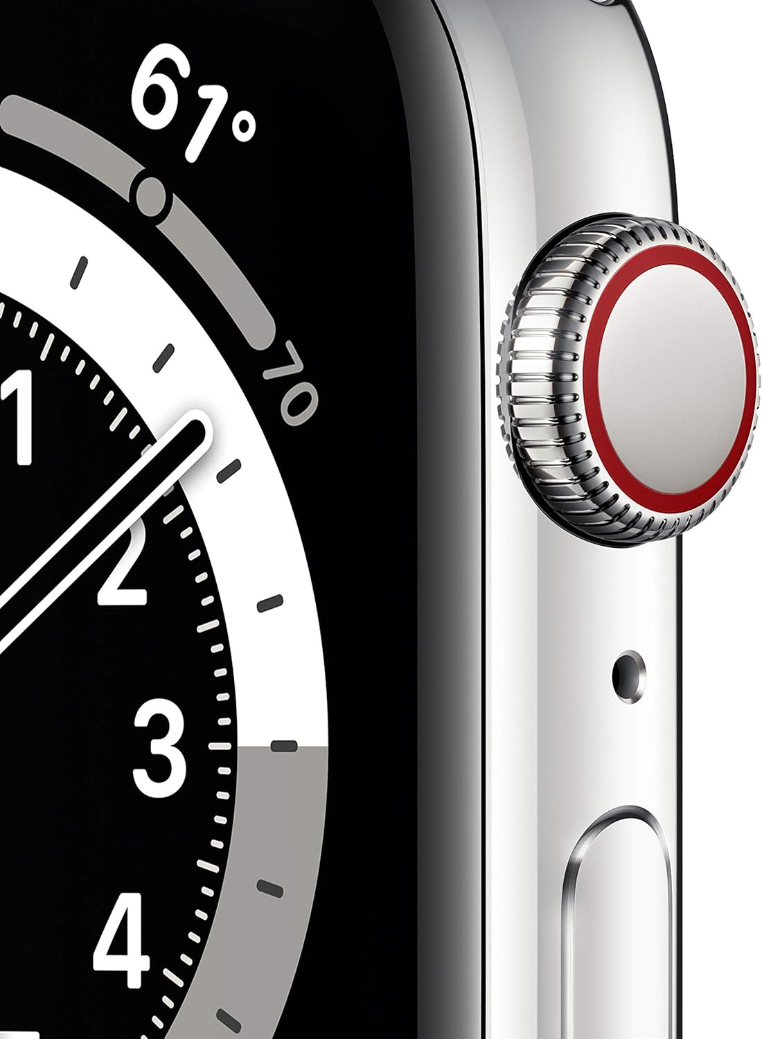 HOTApple Watch Series 6 (GPS + Cellular, 44mm) - Silver Stainless Steel Case with White Sport Band (Renewed)