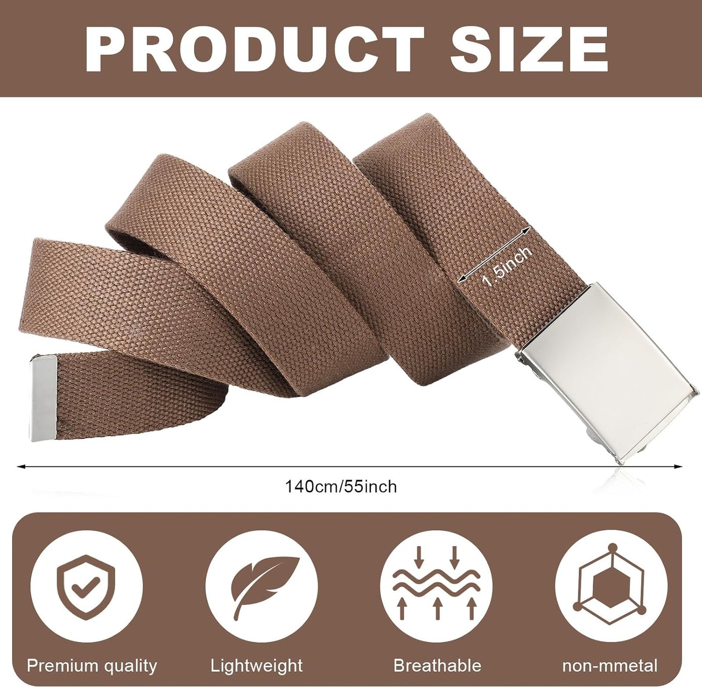 HOTGeyoga 6 Pack Golf Belts for Men Men's Golf Web Belt Nylon Web Belt Size up to 55" Adjustable Solid Nylon Belt