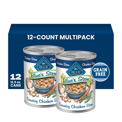 HOTBlue Buffalo Blue’s Stew Variety Pack Hearty Beef & Country Chicken Stew Natural Grain Free Wet Dog Food with Real Meat in Thick Savory Gravy, Natural Ingredients, 12.5-oz Cans (6 Count)
