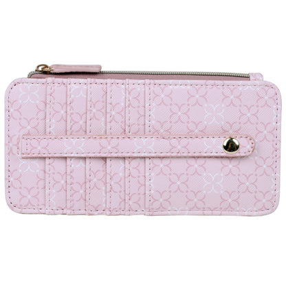 HOTJulia Buxton Vegan Leather Thin Card Case for Women with RFID Blocking, Compact Wallet with 6 Card Slots, ID Window & Zipper Pocket, Ideal Gift, Classic Sage