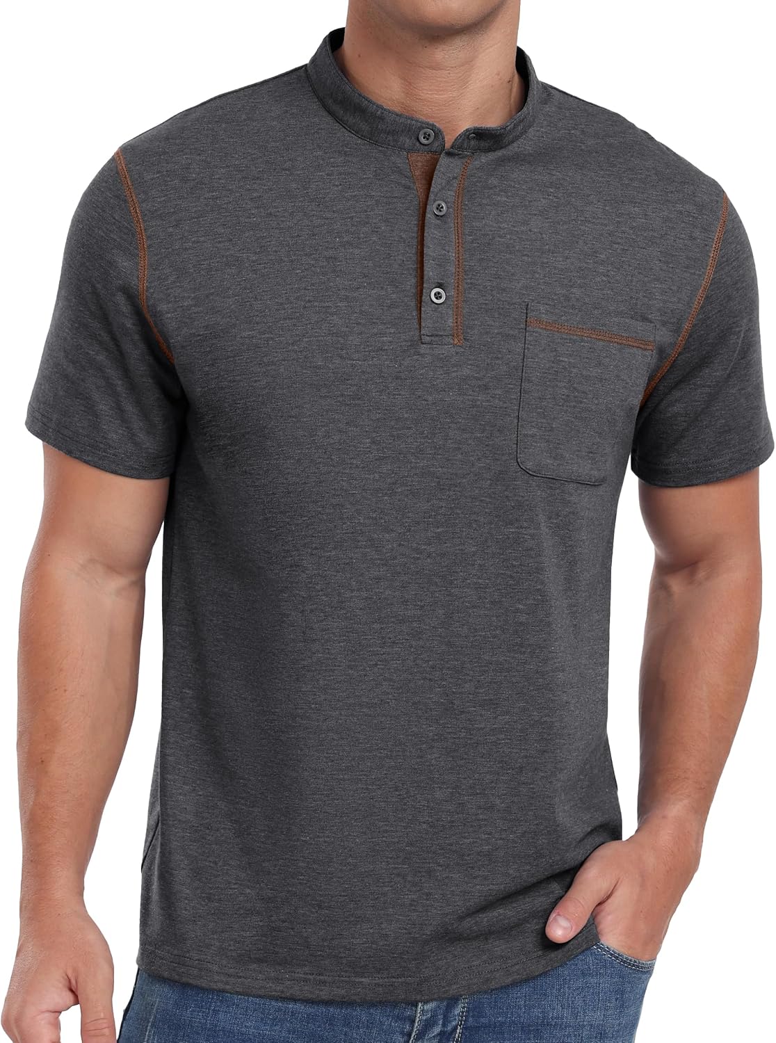 HOTSailwind Mens Henley Shirts Short Sleeve Summer Casual Classic Cotton T Shirts Pocket Button Shirt