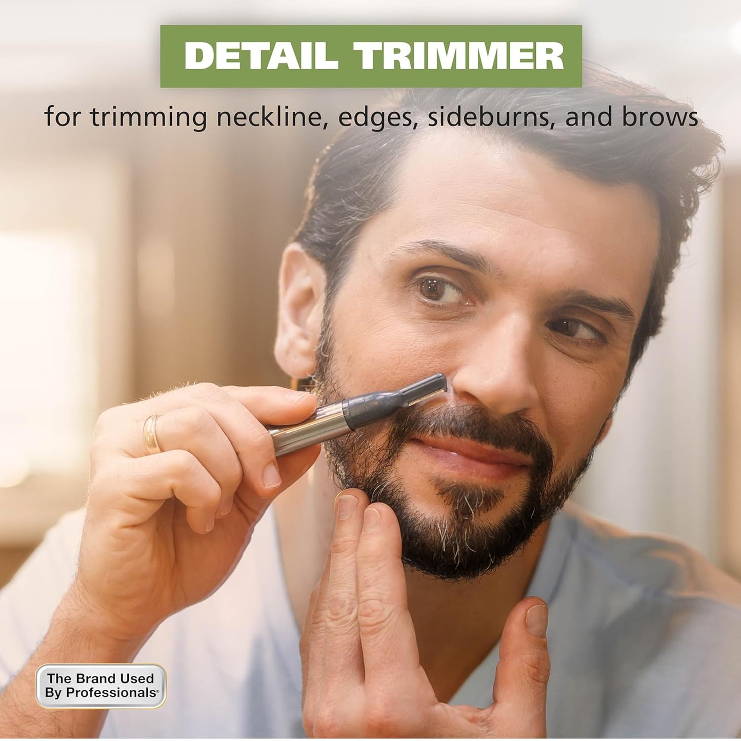 HOTWahl Micro Groomsman Battery Personal Trimmer for Hygienic Grooming with Rinseable, Interchangeable Heads for Eyebrows, Neckline, Nose, Ears, & Other Detailing - 05640-600