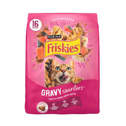 HOTPurina Friskies Gravy Swirlers with Flavors of Chicken, Salmon and Gravy Dry Cat Food - 22 lb. Bag
