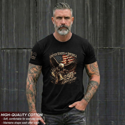 HOT250th Anniversary USA Shirt, 1776-2026 Graphic Shirts for Men | Graphic T-shirt featuring 1776-2026 inspired artwork, suitable for holidays, gatherings, casual wear, and everyday outfits