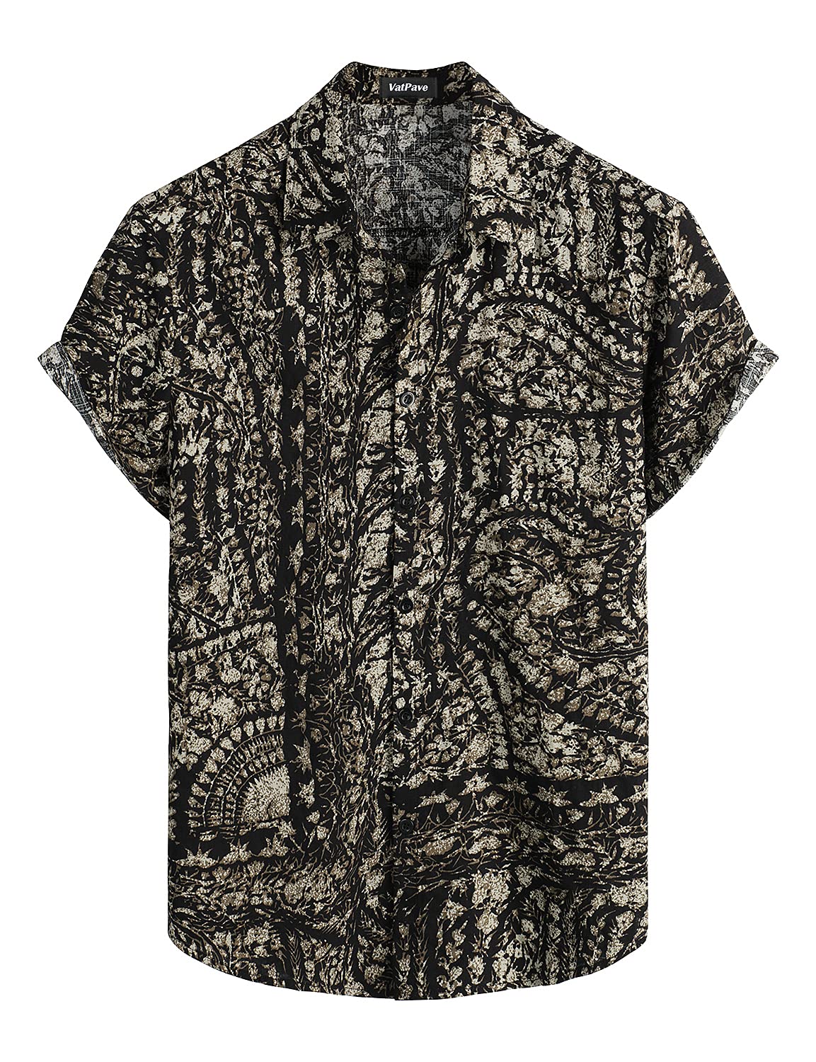 HOTVATPAVE Mens Casual Short Sleeve Button Down Shirts Regular Fit Hawaiian Summer Shirt