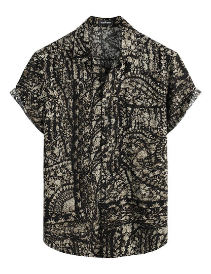 HOTVATPAVE Mens Casual Short Sleeve Button Down Shirts Regular Fit Hawaiian Summer Shirt