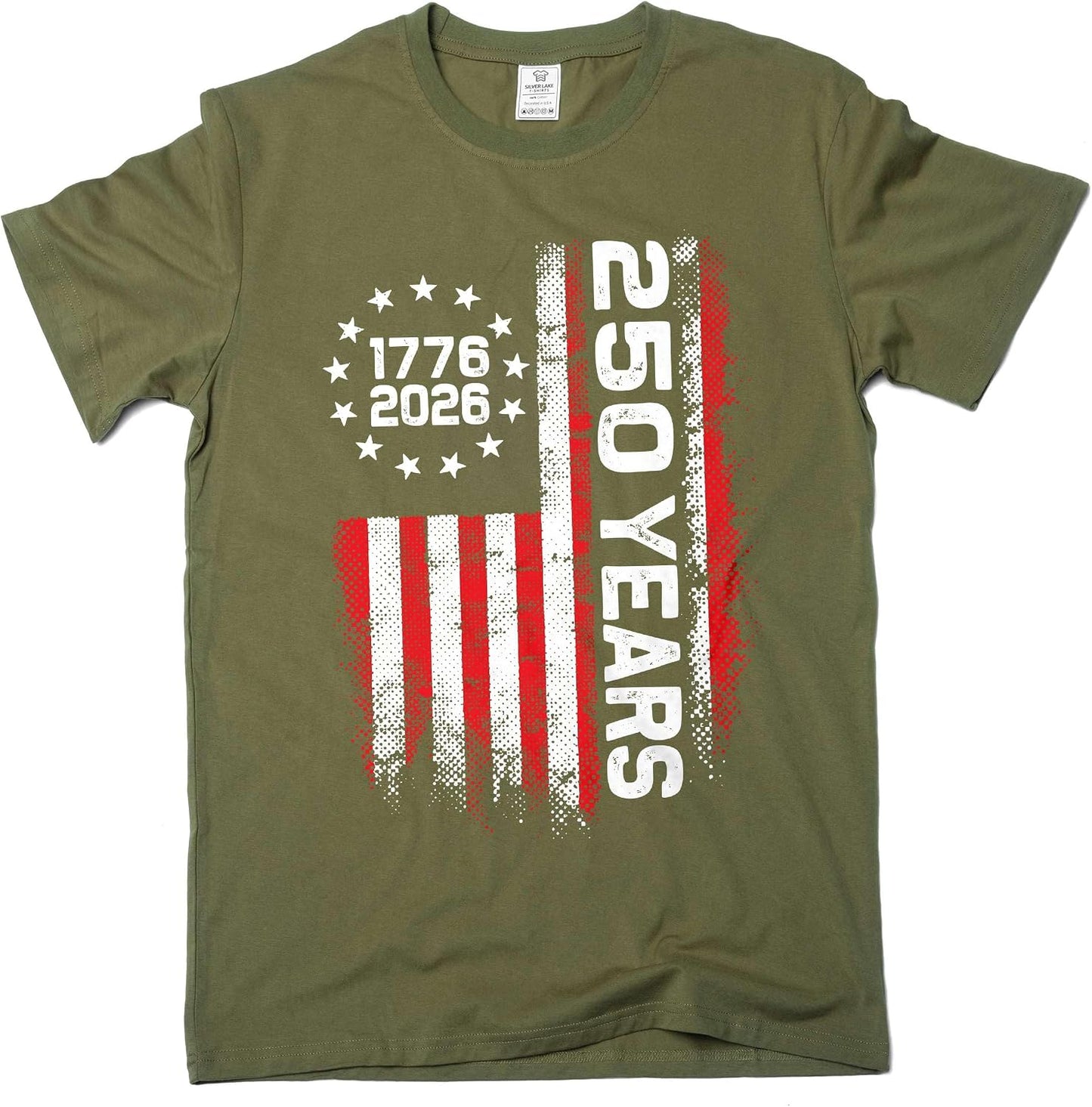 HOTSilver Lake T-shirts 4th of July US 250 Years Birthday T-Shirt Independence Day Flag 1776-2026 Freedom Tee