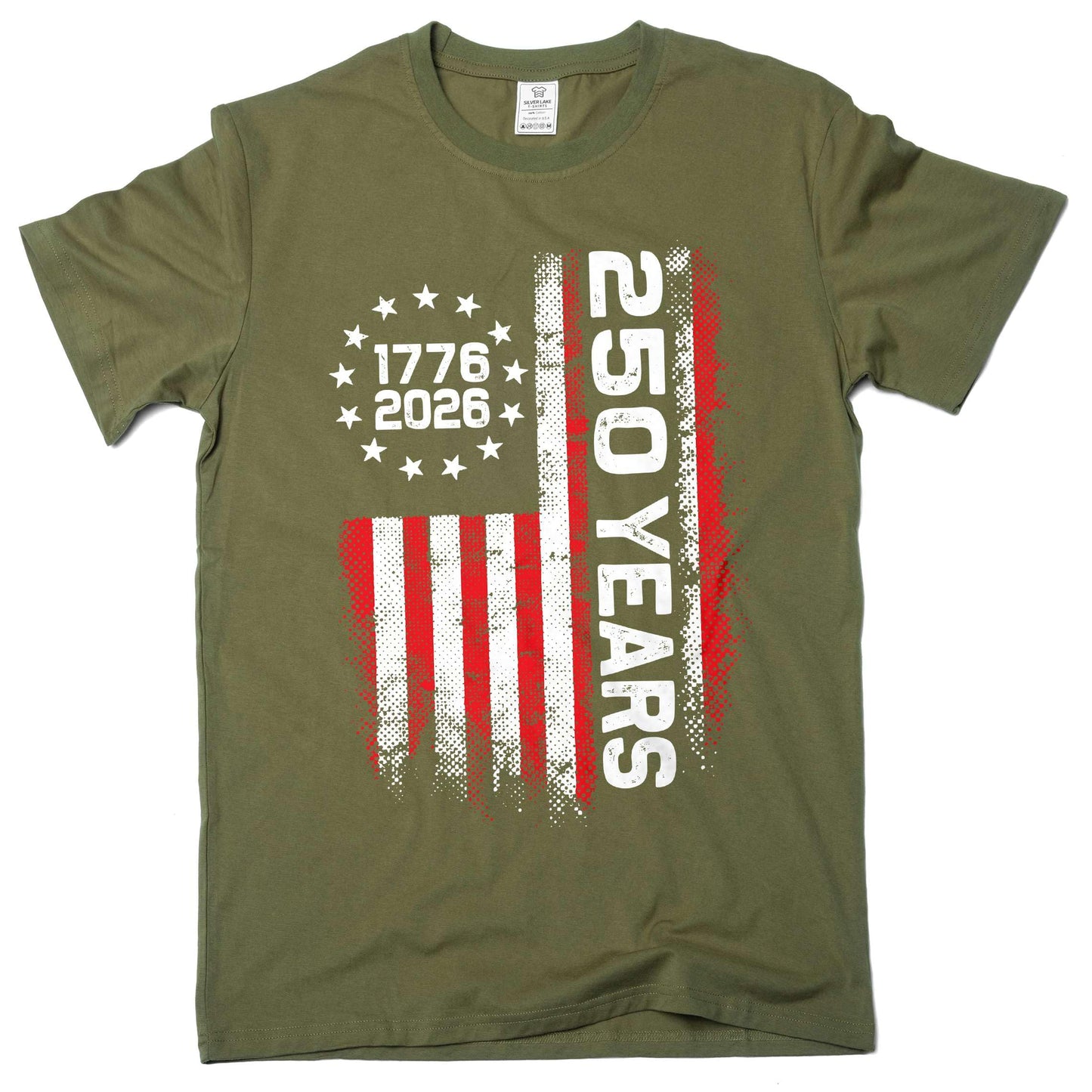 HOTSilver Lake T-shirts 4th of July US 250 Years Birthday T-Shirt Independence Day Flag 1776-2026 Freedom Tee