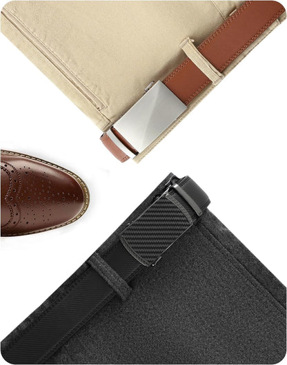 HOTCHAOREN Mens Belt Leather Ratchet Belt 2 Pack - Customizable Fit, Effortless Style (35mm)