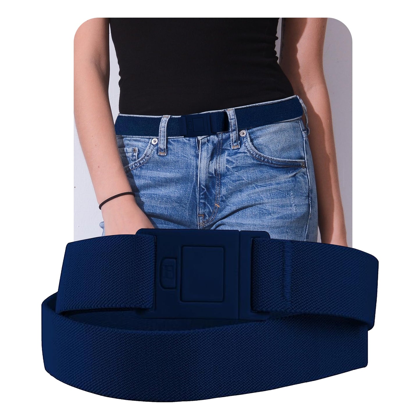 HOTBELTAWAY Easily Adjustable Elastic Flat Buckle No Show Belts for Women – Stretch No Bulge jeans pants