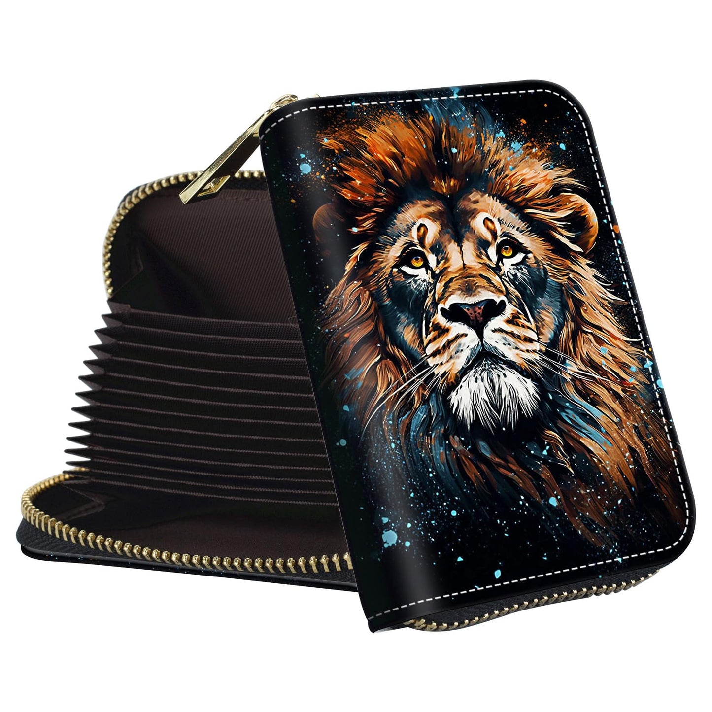 HOTSmall Wallet for Women Credit Card Holder,RFID Leather Business Card Case Wallet with Zipper Design for Women Men Gifts-Butterflies and Elephants