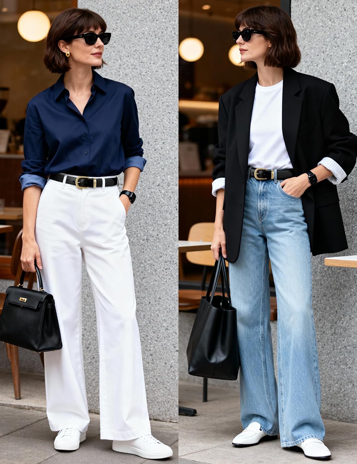 HOTWomens Belts for Jeans 1.1" Width Ladies Belts for Dresses Full Grain Leather Gold Buckle Belt Gift Box