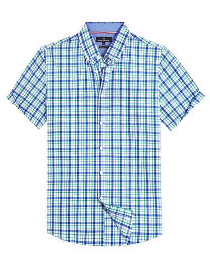 HOTAlimens & Gentle Plaid Mens Short Sleeve Button Down Shirts with Pocket | Lightweight,Button-Down Collar,Regular Fit,Excellent Colors,Breathable,Casual,Cotton Blend,Easy Care