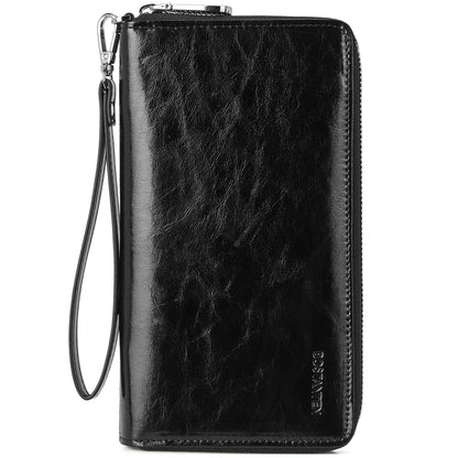 HOTBOSTANTEN Leather Wallet for Women RFID Blocking Zip Around Credit Cards Holder Phone Clutch
