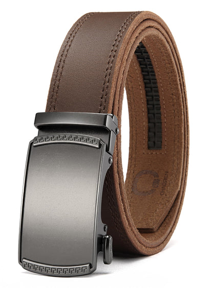 HOTCHAOREN Mens Belt Leather Ratchet Belt - Customizable Fit, Effortless Style (35mm)