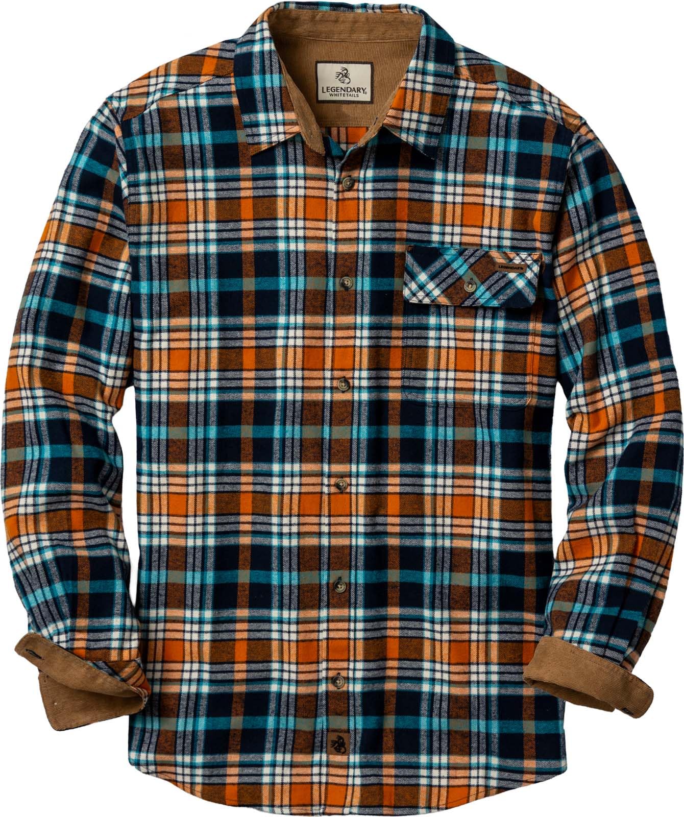 HOTLegendary Whitetails Mens Long Sleeve Button Down 100% Cotton Flannel Shirt