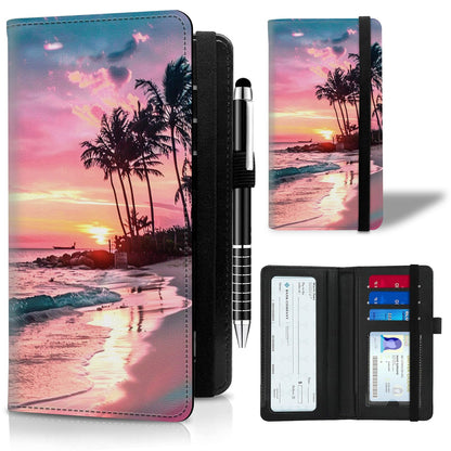 HOTLeather Checkbook Cover for Men Women Personal Checkbook Holder RFID Blocking Check Book Holder Cover for Duplicate Checks,with A Pen,American Flag Wood