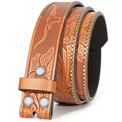 HOTBELTROAD Western Leather Belt Strap for Men Women Cowboy Cowgirl Leather Mens Belts for Jeans Birthday Christmas Belt Gifts