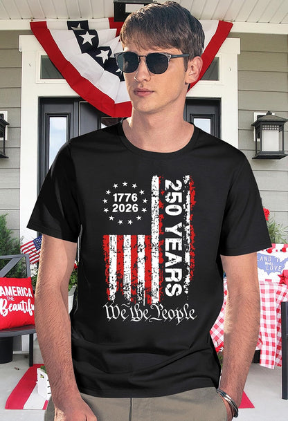 HOT250th Anniversary USA Shirts for Men American Flag T-Shirt 4th of July Shirt 250 Years Birthday Patriotic Tops