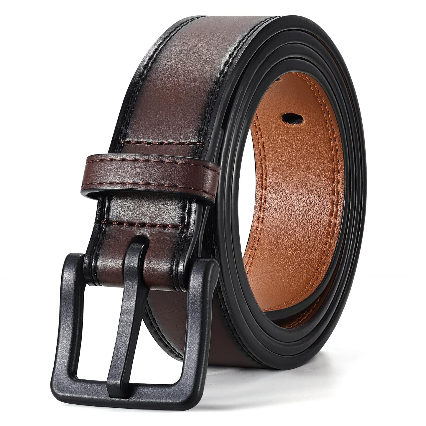 HOTXZQTIVE Men’s Metal Free Belt Hypoallergenic Leather Belts For Jeans Dress Nickle Free TSA Belt With Black Buckle