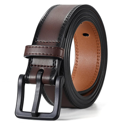 HOTXZQTIVE Men’s Metal Free Belt Hypoallergenic Leather Belts For Jeans Dress Nickle Free TSA Belt With Black Buckle