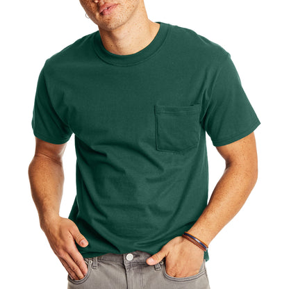 HOTHanes Men's Beefy-t Pocket, Heavyweight Cotton Pocket Tee for Men, Full-Cut T-Shirt, 1 Or 2 Pack