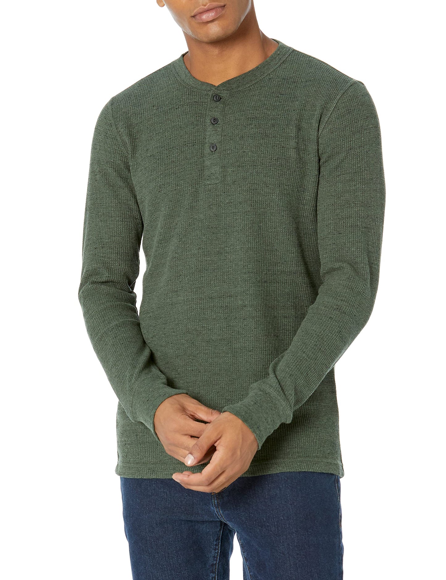 HOTAmazon Essentials Men's Long Sleeve Waffle Henley Shirt