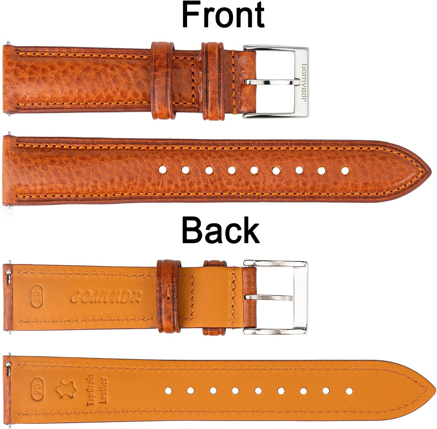 HOTItalian Leather Watch Band Tuscany Natural Vegetable-Tanned Top Grain Genuine Leather Strap,18mm 19mm 20mm 21mm 22mm XL XXL Quick Release Replacement Watch Bands for Men and Women Thick and Soft