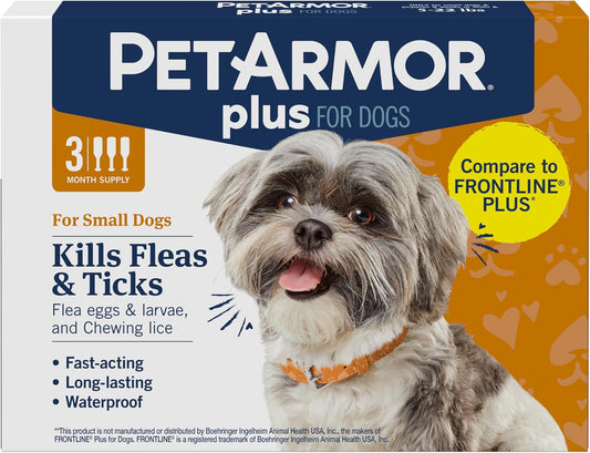HOTPetArmor Plus Flea and Tick Prevention for Dogs, Small Dog Flea and Tick Treatment, 3 Doses, Waterproof Topical, Fast Acting (5-22 lbs)