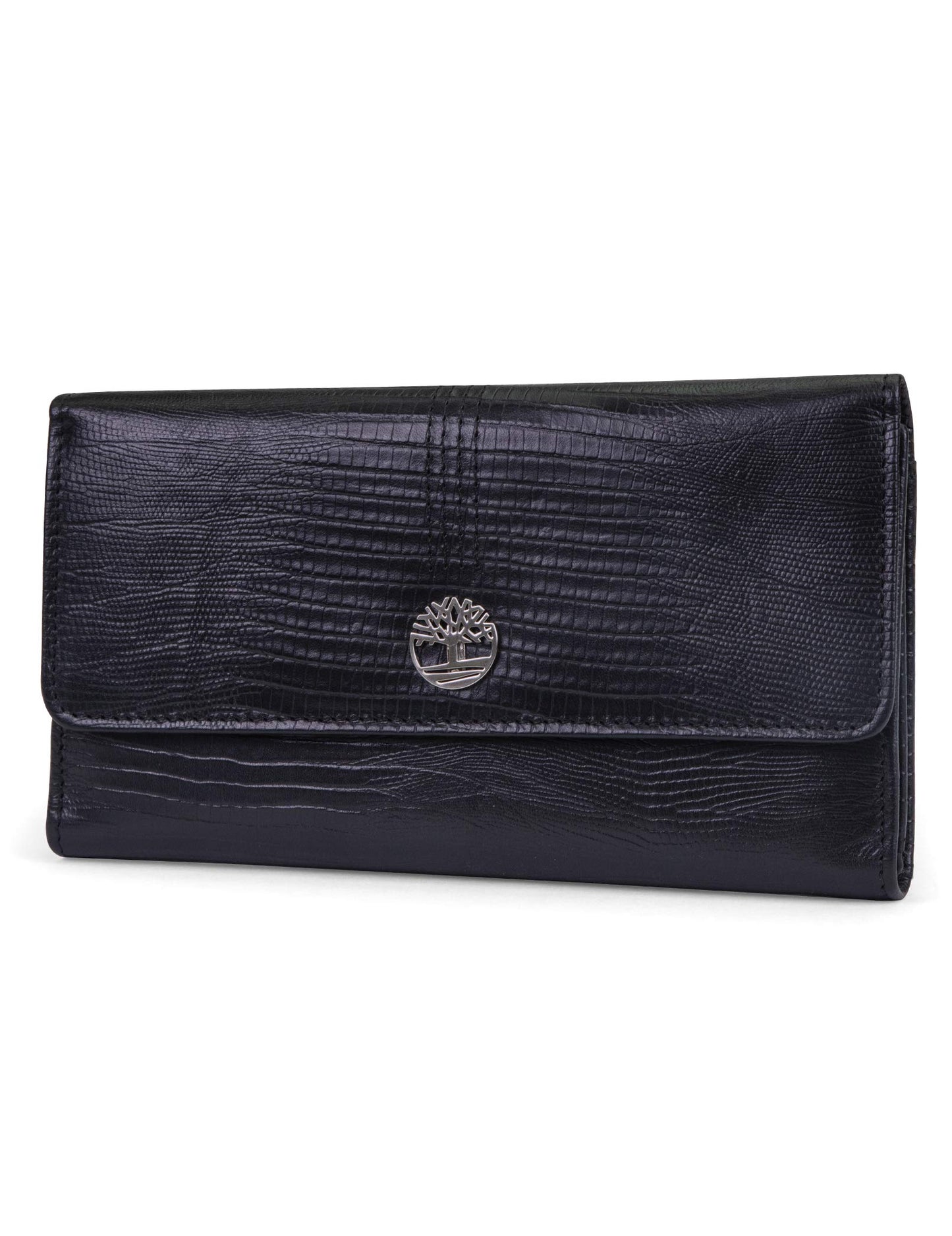 HOTTimberland Leather RFID Flap Wallet Clutch Organizer, Cherry (Pebble)
