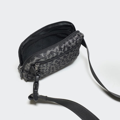 HOTPander Two Way Zipper Fanny Pack Nylon Everywhere Belt Bag for Women, Water Repellent Waist Packs, Crossbody Bags with Adjustable Strap (Grey Leopard)
