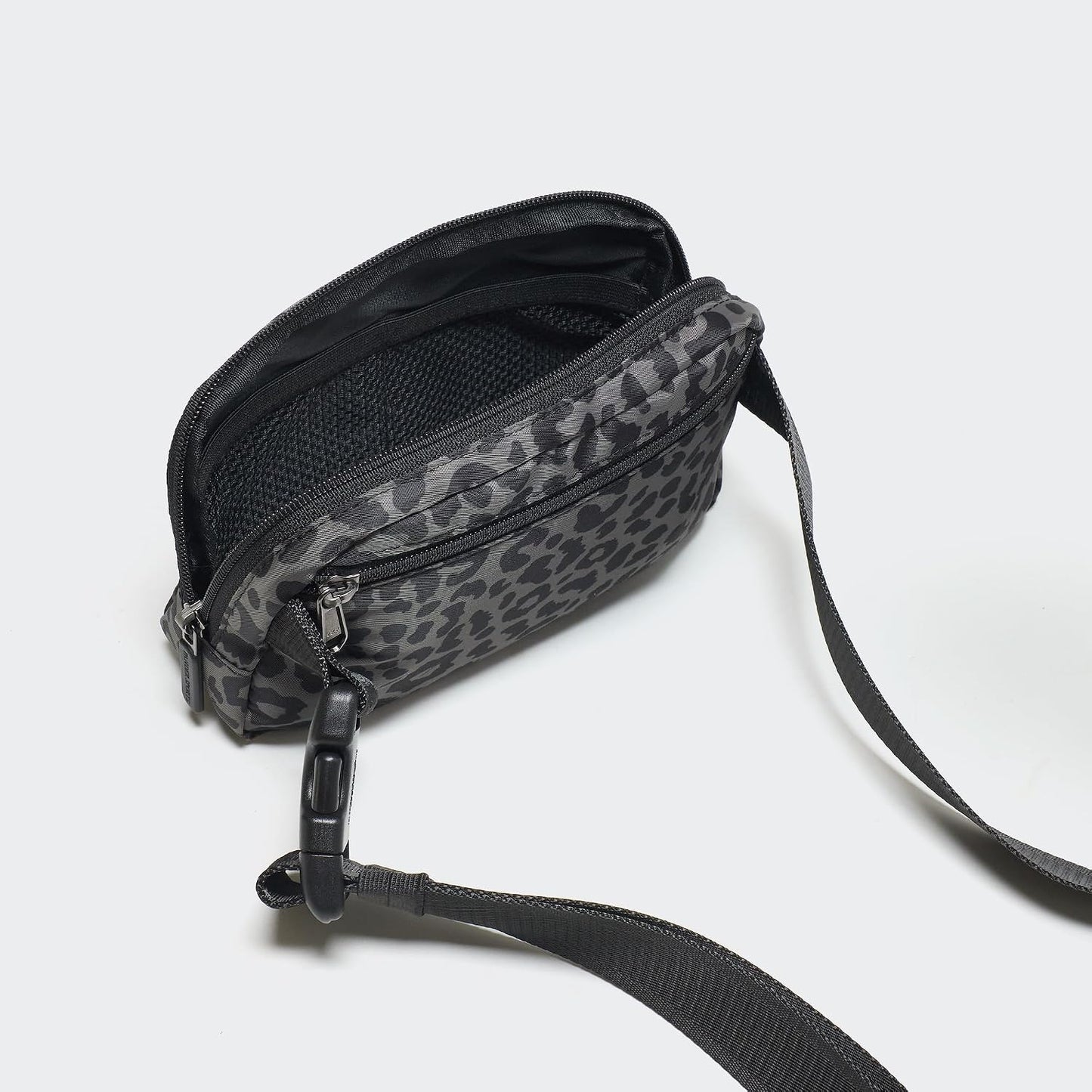HOTPander Two Way Zipper Fanny Pack Nylon Everywhere Belt Bag for Women, Water Repellent Waist Packs, Crossbody Bags with Adjustable Strap (Grey Leopard)