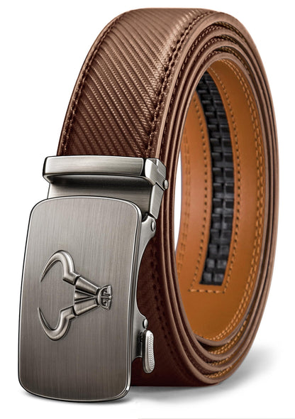 HOTBULLIANT Men's Belt,Brand Ratchet Belt Of Genuine Leather For Gift Men Dress,Size Customized