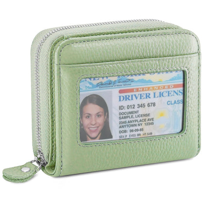HOTGenuine Leather Wallet for Women & Men, RFID Blocking Bifold with ID Window and Multiple Card Pockets (Aa-Light pink)