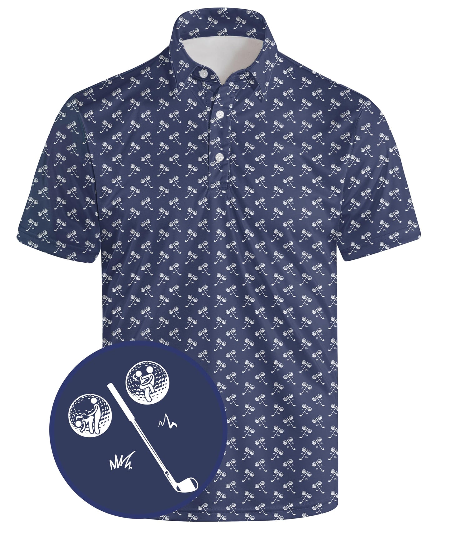 HOTGolf Polo Shirts for Men Funny Print Quick Dry Short Sleeve Performance Golf Shirts Moisture Wicking Polo Shirts