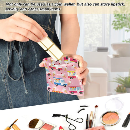 HOTPink Ice Cream Truck Summer Women's Leather Coin Purse Wallet Fancy Mini Change Wallet Coin Pocket for Men Women Travel monederos pequenos de mujer