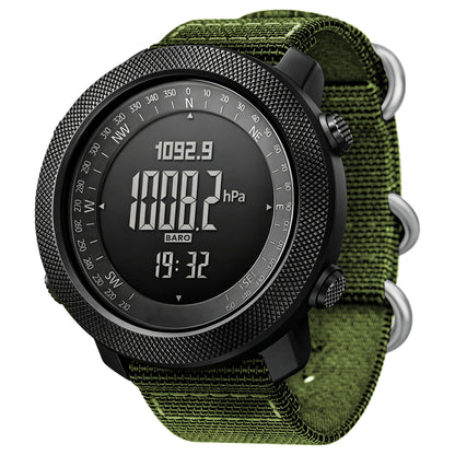 HOTCakCity Digital Watch Military Tactical Watches for Men, 50mm Large Face Zinc Alloy Case with Breathable Double-Layer Nylon Strap, 5ATM Waterproof Shockproof, Altimeter, Barometer, Thermometer, Dual Time, Compass, Alarm, Stopwatch, Countdown
