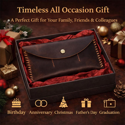 HOTGenuine Leather Currency Pouch Wallet, Slim Travel Money Organizer with 3 Card Slots & Snap Closure, Handmade Cash Holder for Bills & Cards, Money Bag for Men & Women, 8 x 4 in