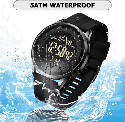 HOTCOSSINIGE Mens Digital Waterproof Military Watch for Men Black Dive Tactical Sports Minimalist Ultra-Thin Wrist Watch
